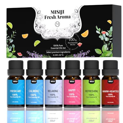 Well-Being Essential Oils Set-Essential Oils for Diffuser for Home,Essential Oils Diffuser Scents for Skin,Aromatherapy,Laundry,Candle&Soap Making,Humidifiers 6 X 10ML - color: Jet Black