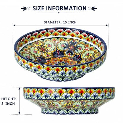 10" Bohemian Style Decorative Bowl, Large Fruit Bowl for Kitchen Counter,Stylish Key Bowl for Entry Table, Bread Candy Snacks Organizer