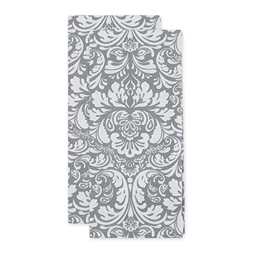 DII Cotton Dish Towel Set Damask Print, 18x28, Gray, 2 Count - color: Gray, size: Dishtowel, 18x28"