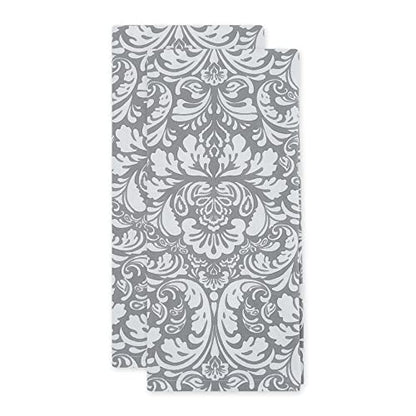 DII Cotton Dish Towel Set Damask Print, 18x28, Gray, 2 Count - color: Gray, size: Dishtowel, 18x28"