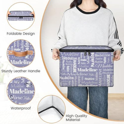 Custom Name Storage Basket, Personalized Keepsake Box, Haze Purple | Foldable Fabric Gradient Large Memory Bin with Handle Lid Lightweight Waterproof Dustproof, 14"L x 10.2"W x 10.4"H - color: Option 13