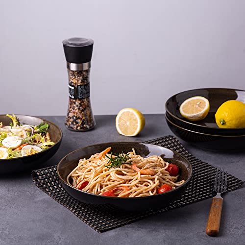 LERATIO 9.0" Ceramic Pasta Bowls Set of 6,38oz Large Stoneware Bowls Set | Reactive Glaze Serving Bowls Set,Wide Bowl for Pasta,Salad,Fruit & Noodles,Housewarming & Wedding Gift-Chestnut - color: Coffee, size: Set of 6