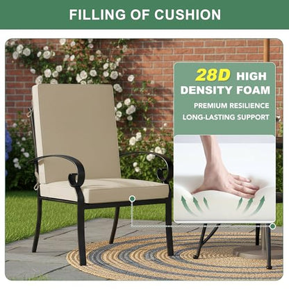 Summsun Outdoor Dining Chair Cushions 4-Pack, 20 x 20 Inch, Cream | High Back, High-Resilience Foam, Non-Slip Bottom, Water Resistant, Removable Cover, Tie Straps, Fit for Adirondack, Rocker - color: Cream
