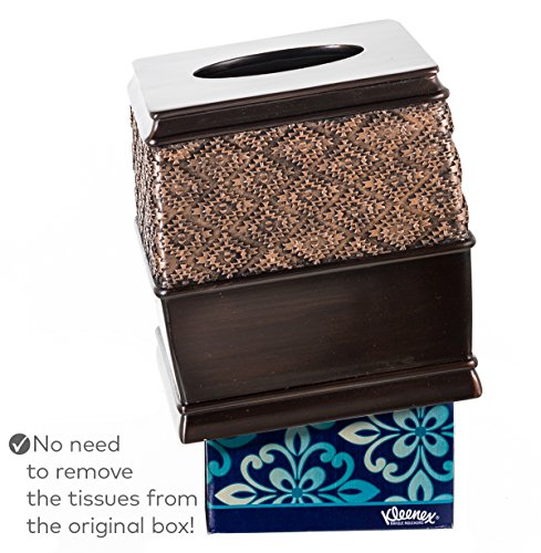 Dublin Brown Square Resin Tissue Box Cover - style: Square Tissue Box