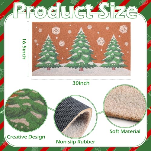 Tinideya Christmas Welcome Front Doormat, Xmas Non Slip Outdoor Mat Rug with Christmas Snowflake Decoration Pattern for Farmhouse Home Entrance Decor Yard Floor Patio, 17 x 30 Inches(Xmas Tree) - style: Xmas Tree