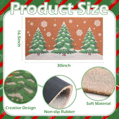 Tinideya Christmas Welcome Front Doormat, Xmas Non Slip Outdoor Mat Rug with Christmas Snowflake Decoration Pattern for Farmhouse Home Entrance Decor Yard Floor Patio, 17 x 30 Inches(Xmas Tree) - style: Xmas Tree