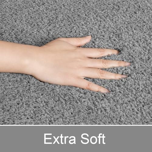 LOCHAS Bathroom Rugs Sets 3 Piece, Long Bath Mat Set Non Slip, Grey | Washable Absorbent Toilet Rug, Shaggy Soft Cozy Quick Dry - color: Grey, size: 48" x 20" + 24" x 17" + U Shape 24" x 20"