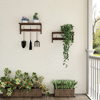 VERTORGAN Coat Hooks, Wood Rack, 31.5 Inch Entryway with 10 Hooks (Brown) | Wood Coat Hooks,Wall Hooks for Hanging,Hat Rack Bag Hanger Key Holder for Wall,Purse Hanger Towel Racks for Bathroom
