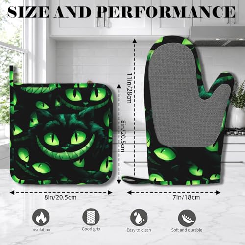 Halloween Ghost Face Heat-Resistant Oven Mitts and Pot Holder Smile Face Kitchen Non-Slip Silicone Cooking Microwave Gloves for BBQ Baking Grilling - color: Halloween Ghost Face