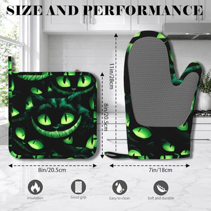 Halloween Ghost Face Heat-Resistant Oven Mitts and Pot Holder Smile Face Kitchen Non-Slip Silicone Cooking Microwave Gloves for BBQ Baking Grilling - color: Halloween Ghost Face