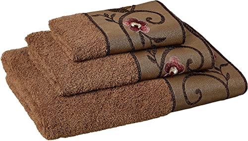 Zahari Home Larrisa Floral Bathroom Towel Set - 3 Piece Bath, Hand, and Wash Towels - Modern Classic Contemporary Decor With Beautiful Unique Design - Stylish Flower Set - color: Larrisa, style: 3 Piece Towel Set