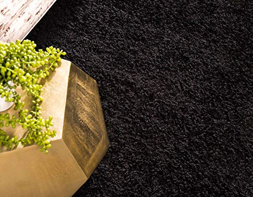 Unique Loom Solid Shag Collection Area Rug (2' x 3' 1" Rectangle, Jet Black) - color: Jet Black, size: 2' x 3'1" (Rectangular)