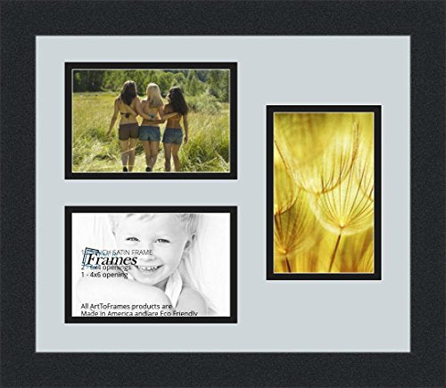 Art to Frames Double-Multimat-389-860/89-FRBW26079 Collage Photo Frame Double Mat with 3-4x6 Openings and Satin Black Frame - color: Baby Blue, size: 3 - 4x6
