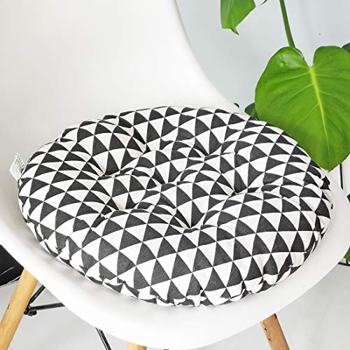 vctops Bohemian Soft Round Chair Pad Garden Patio Home Kitchen Office Seat Cushion Black White Diameter 16" - color: Black White, style: Diameter 16 Inch