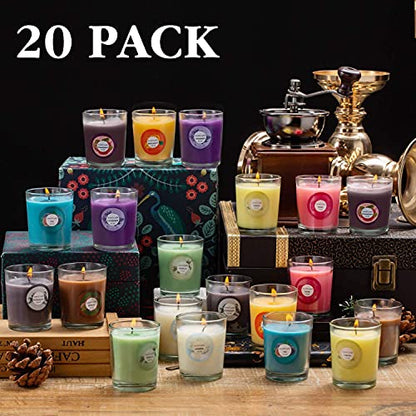 YOROXRG Scented Candles, Jasmine, Rose, Vanilla, Bergamot, fig, Lavender, Lemon, Spring,Strawberry, Rosemary, Aromatherapy Candles,Soy Wax Glass Jar Candle - 20 Pack - color: 20 Colors