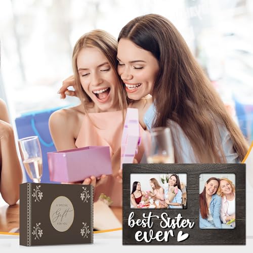 Sister Gifts, Mothers Day Sisters Gift from Sister, 3D Photo Frame Hold 4x6 Inches Two Photos - Picture Frame Present for Galentines Day - color: Sister