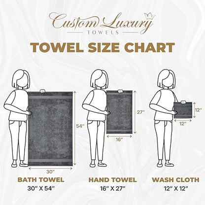 Personalized Bath Towels | Set of 2 | Choose from 12 Fonts | Genuine Turkish Cotton | Oeko-Tex Certified | Personalized Towels | Bathroom Towels - color: Gray - Bath Towels