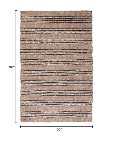 SAFAVIEH Natural Fiber Collection Area Rug - 5' x 8', Navy & Natural, Handmade Flat Weave Stripe Jute & Cotton Jute, Ideal for High Traffic Areas in Living Room, Bedroom (NFB651N) - color: Navy/Natural, size: 5' x 8' (Rectangular)