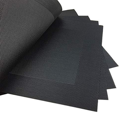Vinyl Black Placemats Heat Resistant Dining Table Mats Non-Slip Washable Place Mats Set of 6 （Black） - color: Plaid-black
