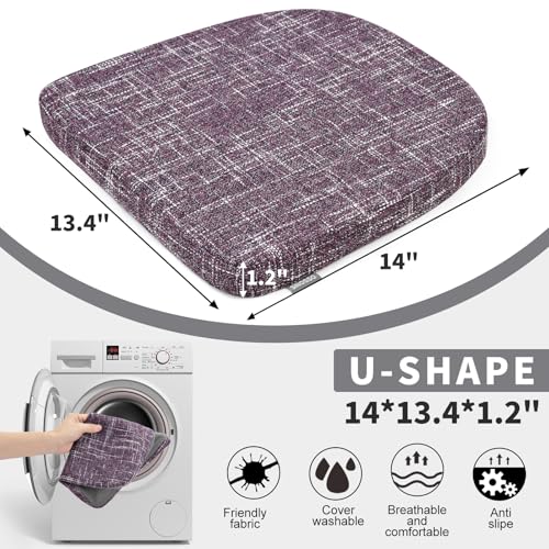 SINOSSO Memory Foam 14" Metal Chair Cushions 4 Pcs, Modern Interwoven Style Magnetic Chair Pads for Dining Kitchen Cafe Bistro Stackable Chair (U-Shape, Purple, 4) - color: Purple