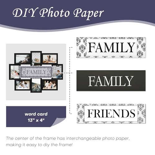 Jerry & Maggie Family Photo Frame 22x17, PVC Picture Frames Collage Wall Decor 9 Opening Wall Hanging For 6x4 Photos 8 Pack, No-Assembly 3D Design Waterproof Memorial Keepsake, Black | 22x17 no-assembly 3D waterproof PVC collage frame, 9 slots for 6x4 pho
