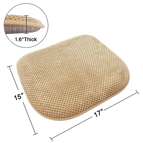 Kitchen Chair Cushions Dining Office Chair Pads Non Slip Thin Seat Cushion | Khaki 17x15 U Shaped Washable Soft Thick Memory Foam Large Metal Wooden Outdoor Patio Chair Cushions - color: Khaki