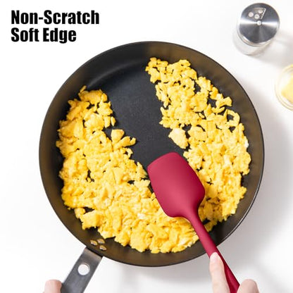 Doosu 600°F Heat Resistant Kitchen Food Tong for Cooking with Non-Scratch Silicone Tips (12in, Red) & 3-Piece Silicone Spatula Set Kitchen Food-Grade Baking Supplies Cooking Tool (Aqua+Orange+Red)