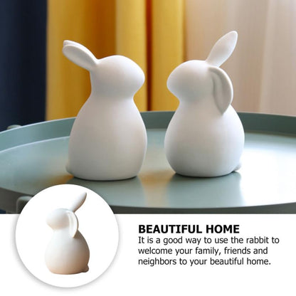 Abaodam 2Pcs Ceramic Bunny Figurines White Rabbit Home Decor Easter Decor | Ceramic White Rabbit for Christmas, Thanksgiving, Easter Couple Rabbits, Porcelain Modern Art Home Decoration, Wedding Crafts