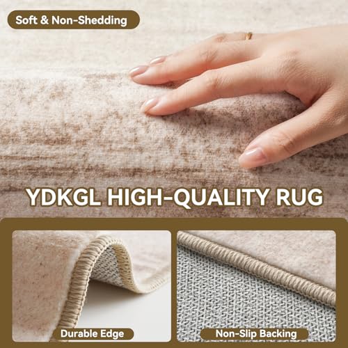 Hallway Kitchen Runner Rug Non-Slip Low Pile Washable Rug Brown 2x5ft | Soft Entryr Mat Carpet TPR Backing , Thin Profile, Abstract Pattern for Bedroom, Bathroom, Entryway Long Runners, Easy Clean - color: Brown, size: 3' x 5'