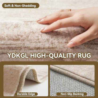 Hallway Kitchen Runner Rug Non-Slip Low Pile Washable Rug Brown 2x5ft | Soft Entryr Mat Carpet TPR Backing , Thin Profile, Abstract Pattern for Bedroom, Bathroom, Entryway Long Runners, Easy Clean - color: Brown, size: 3' x 5'