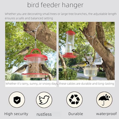 4 Pcs 40 Inch Premium Metal Planter Hangers，Bird Feeder Cable for Tree with Carabiner Clip，Bird House Hanging Hook and Chain Wire for Bird Feeders and Birdhouses，Baths，Baskets，Suet，Outdoor Camping