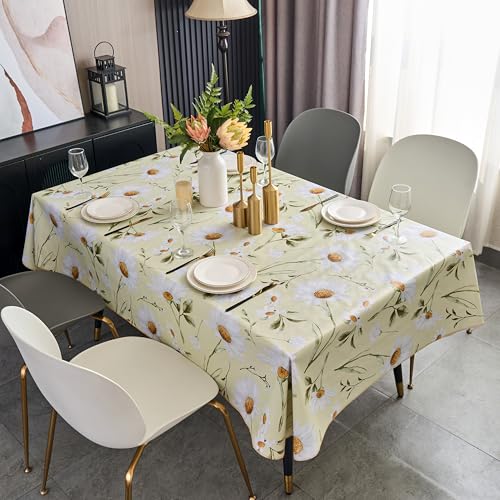 Pioggia Vinyl Tablecloth with Flannel Backing - Waterproof, Oil-Proof, Easy to Clean -Plastic Table Cloth - Perfect for Dining Tables, Kitchen Tables, Parties (Flowers Pattern, 54×54 Inch Square) - color: Flowers Pattern, size: 54" x 54" (Square)