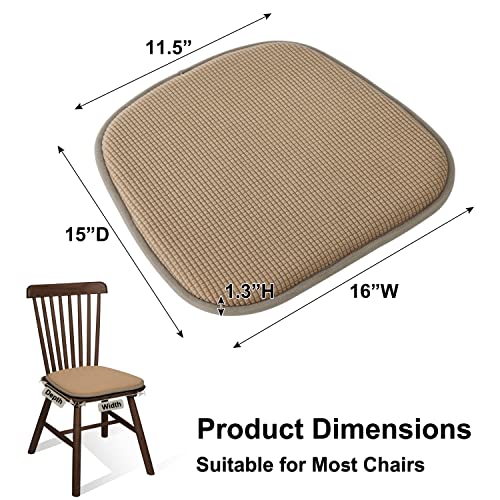 Shinnwa Kitchen Seat Cushions Set of 4, Non Slip Dining Chair Cushions, U-Shaped Indoor Chair Pads, 4 Pack, 15 x 16 Inches, Brown - color: Brown