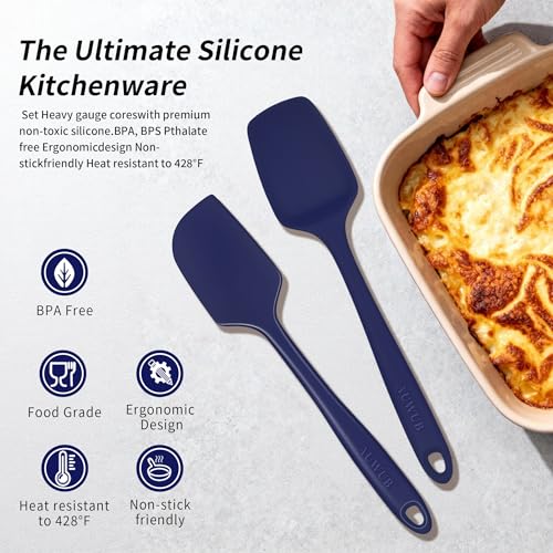 5PCS Silicone Kitchen Utensils Set, Heat Resistant Spatula Set | Cooking Tools Made of Food Grade BPA Free Silicone, Heat Resistant Design Protects Nonstick Cookware for Everyday Meals - color: Navy Blue