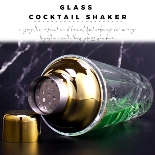 Cocktail Shaker, 14.5 Oz Glass Drink Shakers Cocktail for Bars, Whiskey, Cocktails, Gold - color: Gold