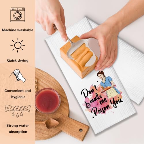 Don't Make Me Poison You Funny Kitchen Towels 2 Pack, Cute New House Gift for Hostess, Mother's Day Birthday Housewarming Gift for Mom Auntie Friends, Small, Ikts006 - color: Dont Make Set