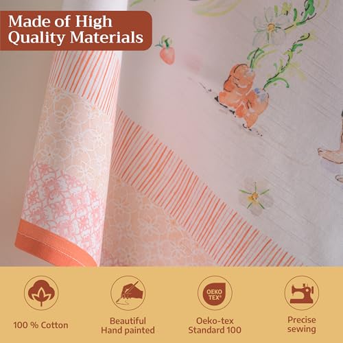 Maison d' Hermine Kitchen Towels Set of 3 Reusable 100% Cotton 27.50" x 20" | Cloth Tea Dish Towels Absorbent with Hanging Loop for Kitchen Dining Party Wedding Hotel Home Spring Summer - Bunny Party - color: 008 - Bunny Party
