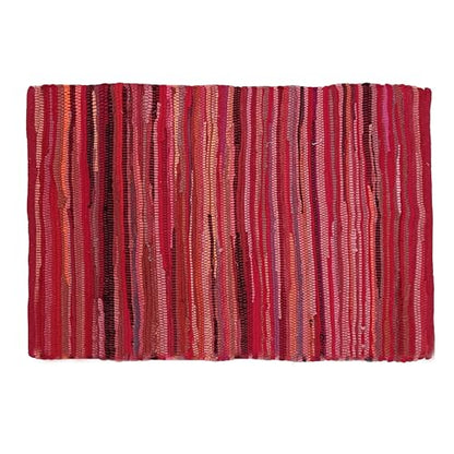 Chindi Woven Rug 2x3 Feet - Red | Cotton Throw Rugs for Kitchen, Entryway, Easy Care Small Boho Mat - color: Red, size: 2 x 3 feet