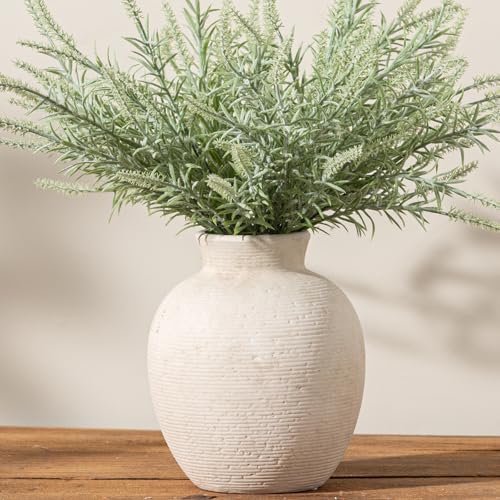 Vanselia Ceramic Flower Vase Home Decor - Farmhouse Table Vases Rustic Vintage Living Room Kitchen Bedroom Decorations for House Book Shelf Office Coffee Desk Dining Fireplace (7.4" Rustic) - color: Rustic-7.4"