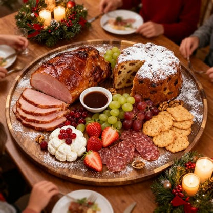 Utoplike Extra Large Acacia Serving Tray, Rotating 23.6'' Charcuterie Board | Cheese Board with Rotating Base, Raised Edge, Removable Dividers, Turntable Organizer Tray for Food, Snacks, Party, Dining - size: 23.6"