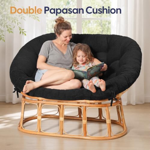 Papasan Chair Cushion Black - color: Black, size: 65x48 Inch