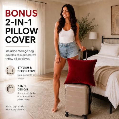 Waterproof Blanket for Bed, 60" x 80" Waterproof Throw Blanket, Leakproof Bed Protector, Absorbent, Spill Proof, Stain Resistant, Reversible Sherpa & Micro Velvet, Machine Washable - color: Red