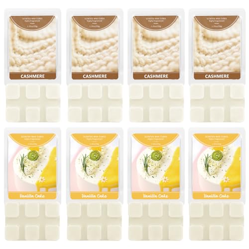 SCENTORINI Wax Melts, Scented Wax Cubes for Warmer, Fall Scents 8 Pack | 4 Cashmere & 4 Vanilla Cake Soy Wax Melts, Home Fragrances New Year, Valentine's Day Gifts Set for Family, Lovers - size: 4 Cashmere & 4 Vanilla Cake