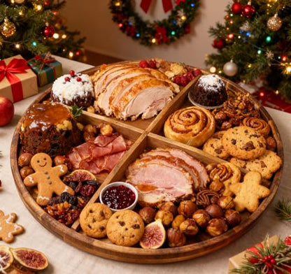 Utoplike Extra Large Acacia Serving Tray, Rotating 23.6'' Charcuterie Board | Cheese Board with Rotating Base, Raised Edge, Removable Dividers, Turntable Organizer Tray for Food, Snacks, Party, Dining - size: 23.6"