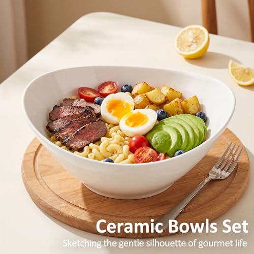 Teocera 7 Inch Salad Bowls Set of 4, 28 oz Large Bowls– Microwave & Dishwasher Safe, for Pasta, Snacks, White - color: White, size: 28 Ounce ( 4 Piece)