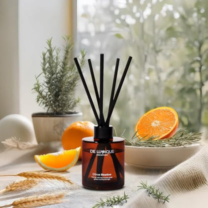 Citrus Meadow Scent Luxury Reed Diffuser – Long Lasting Aroma with Orange, Lemon, Thyme & Hay – Essential Oil Diffusers for Home – Crafted by Expert Perfumers – 150ml - size: 150ml / 5.07 fl.oz