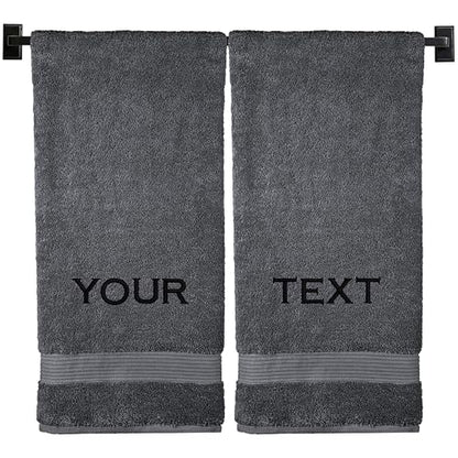 Personalized Bath Towels | Set of 2 | Choose from 12 Fonts | Genuine Turkish Cotton | Oeko-Tex Certified | Personalized Towels | Bathroom Towels - color: Gray - Bath Towels