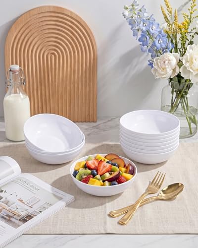 bUCLA 50Pack 12oz White Plastic Bowls - Disposable White Plastic Salsa Bowls Premium Heavy Duty - Ideal for Wedding &Party - color: White, size: 10oz
