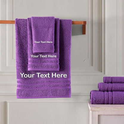 Hawmam Linen Personalized Towels - Customized Turkish Cotton Towel Set, Monogrammed Towels with Initials, Name & Embroidery, Idea for Weddings, Bridal Showers, Anniversaries, for Couples - Purple - color: Lilac