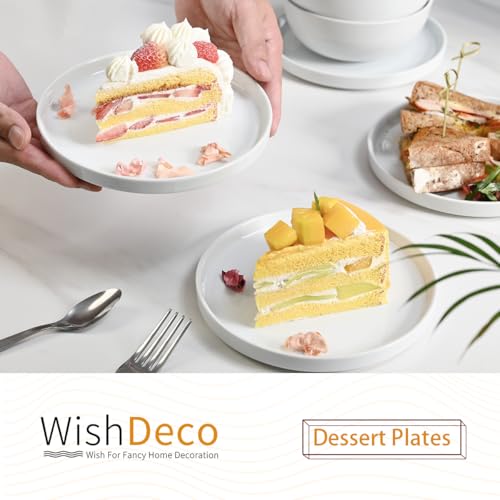 Ceramic Appetizer Plates Set of 6, Small Dessert Plates 7 inch, White Round Salad Plate, Porcelain Dinner Dishes for Cake, Waffle, Pasta, Microwave & Dishwasher Safe - color: White 7 inch
